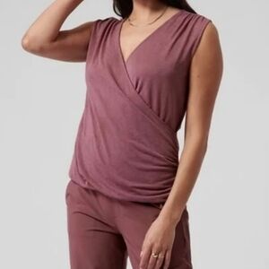 Athleta Pink Breezy Wrap Tank Top Sleeveless Relaxed